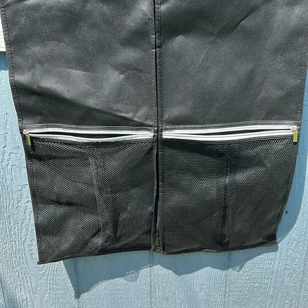 Black Garment Bag with Zipper lightweight like paper material.